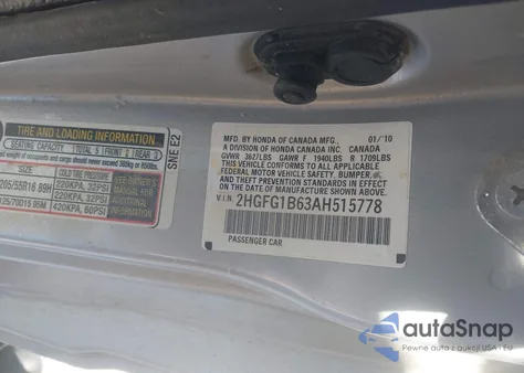 2010 Honda Civic Lx из США, поврежденный, VIN 2HGFG1B63AH515778